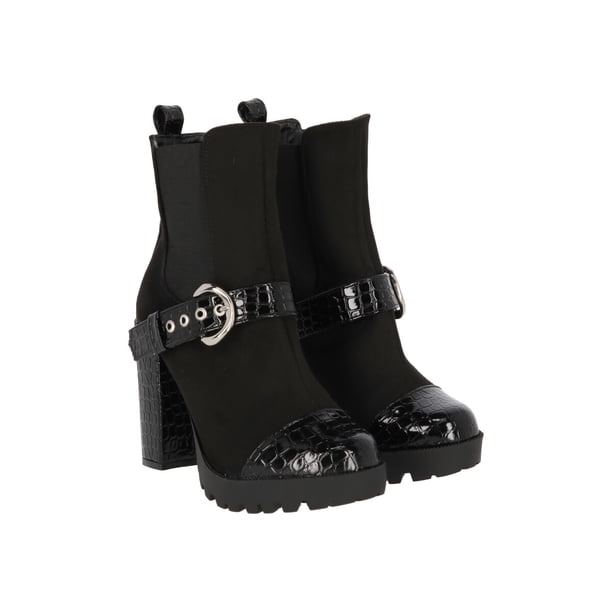 Botín Tacón Plataforma Track Para Mujer Casual Drillo Negro Platonia GRETA-01-NEGRO