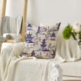 thumbnail image 4 of Chinoiserie Trees House Tower Blue Throw Pillow Cover, 18 x 18 Inch Cushion Case Outdoor Decoration for Sofa Couch Farmhouse, 4 of 6