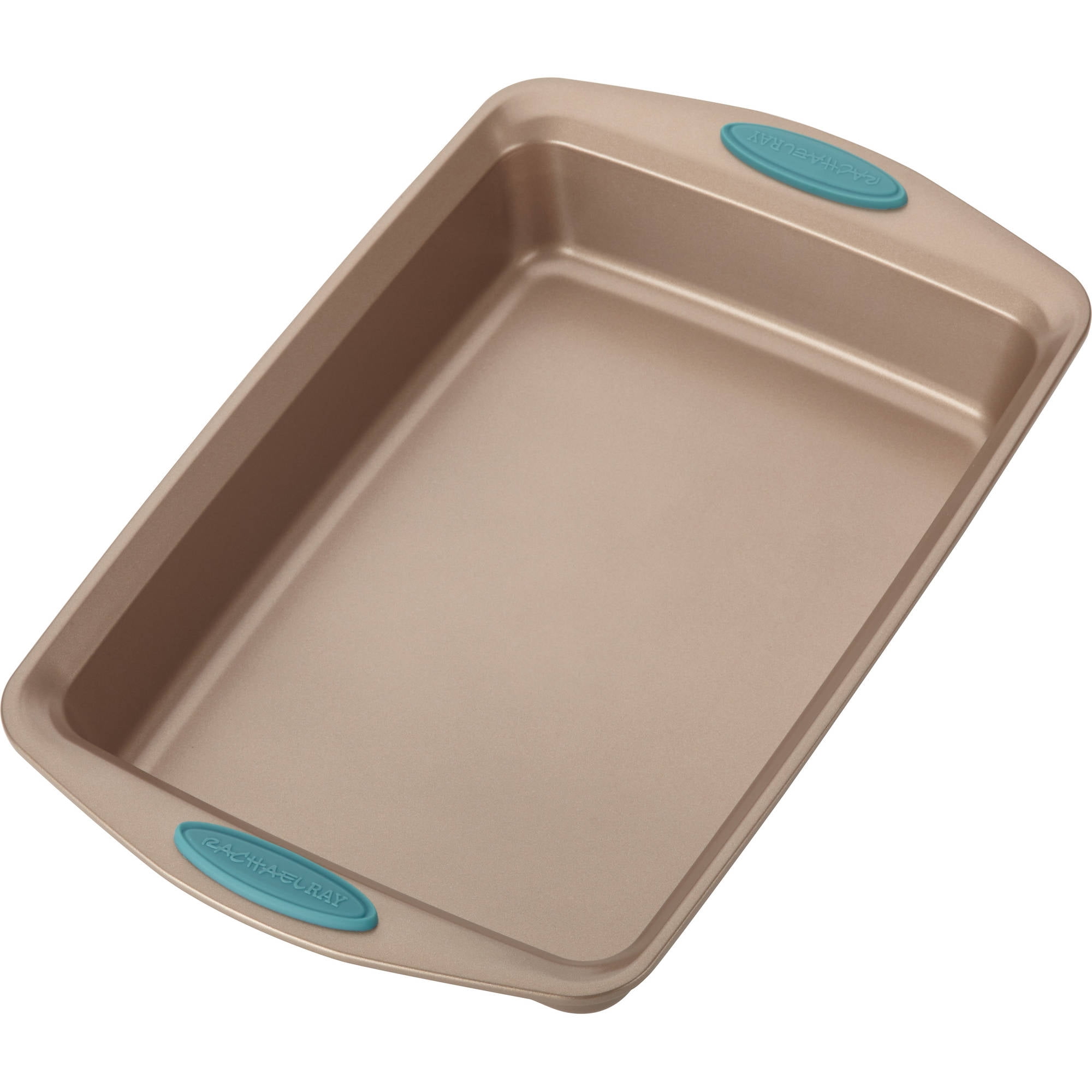  Rachael Ray Cucina Bakeware Set Includes Nonstick Bread Baking  Cookie Sheet and Cake Pans, 5 Piece, Latte Brown with Agave Blue Grips :  Everything Else