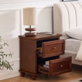 thumbnail image 3 of CQSXDA 22.9 Inch Mid Century Modern Nightstand in Wood Finish with 2 Drawers, USB Ports and Outlet Holefor Living Room or Entryway, Walnut, 3 of 11