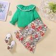 thumbnail image 4 of Odeerbi Baby Girls Clothes Toddler Outfit Autumn Winter Boys Cotton Crew Neck Long Sleeve 2024 Casual Print Trousers Set Green, 4 of 9