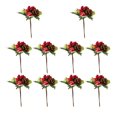 thumbnail image 2 of EeaseMX 10 piezas de tallos de plantas navideñas creativas para decoración, piñas artificiales, hojas huecas verdes, setas de granada pequeñas falsas, tallos de plantas para decoración del hogar DIY, 2 of 7