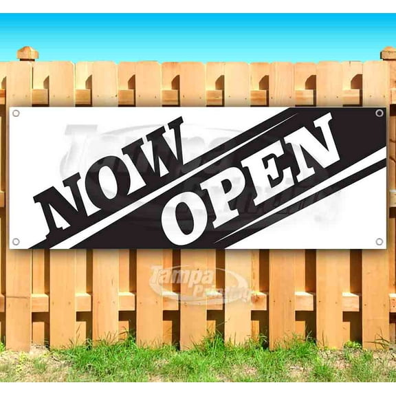 Now Open 13 oz Vinyl Banner With Metal Grommets