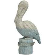 7" x 15" Blue Polystone Textured Ombre Bird Sculpture with Rope Details, by DecMode