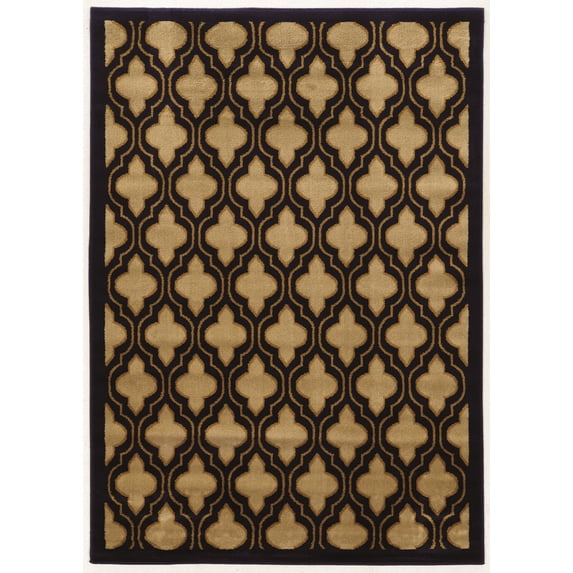 Linon Home Décor Elegance Area Rug Collection, Navy and Beige, 2' x 3'