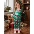 thumbnail image 5 of RUINIXCW Girl Christmas Pajama Set Printed Fuzzy Trim Long Sleeve Button Tops Pants, 5 of 9