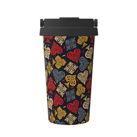 

Matuu Vintage Card for Insulated Coffee Mug Reusable Travel Coffee Cup Spill Proof 16oz Stainless Steel Coffee Cups for Hot/Ice Coffee Tea
