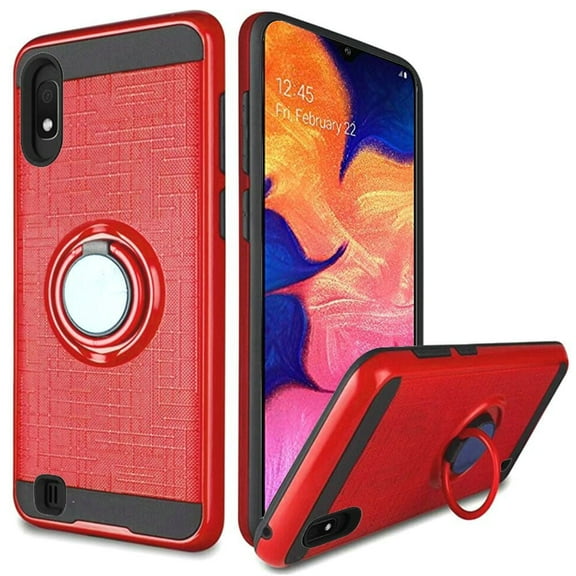 GSA Brushed Matte Hybrid Ring Stand Case For Samsung Galaxy A10e - Red/Black