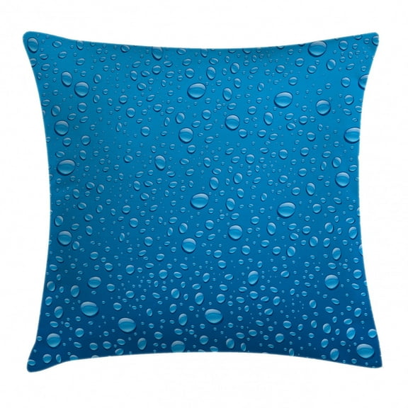 Farmhouse Decor Throw Pillow Cushion Cover, Water Drops on Glass Relaxing Ecology Purifying Symbol Fresh Water Monsoon Image, Decorative Square Accent Pillow Case, 20 X 20 Inches, Blue, by Ambesonne