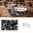 thumbnail image 3 of Placemats Set of 6, Black Blue Coastal Woven Placemat, Linen Place Mats for Kitchen/Dining Tables, Summer Beach Coral Shell Starfish Seahorse Washable Table Mats for Party, 3 of 8