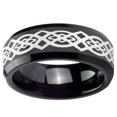 thumbnail image 2 of Tungsten Celtic Knot 8mm Glossy Black Polished Beveled Edges Men Ring, 2 of 2