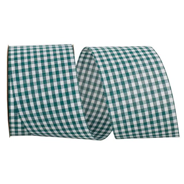 Reliant Ribbon 7101-044-40J 20.5 in. 25 Yards Gingham Check Ribbon, Green