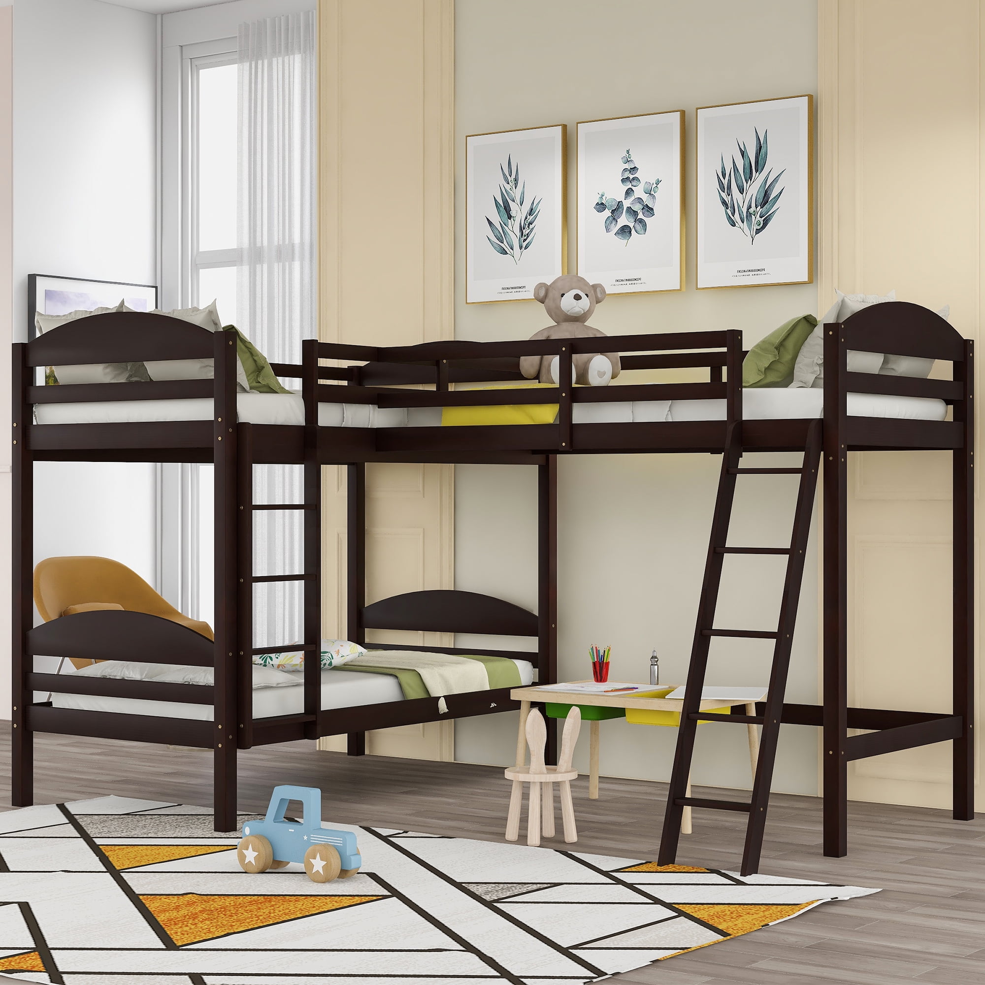 Twin Over Bunk Beds For Kids, L Shaped Triple Bunk Beds Uk
