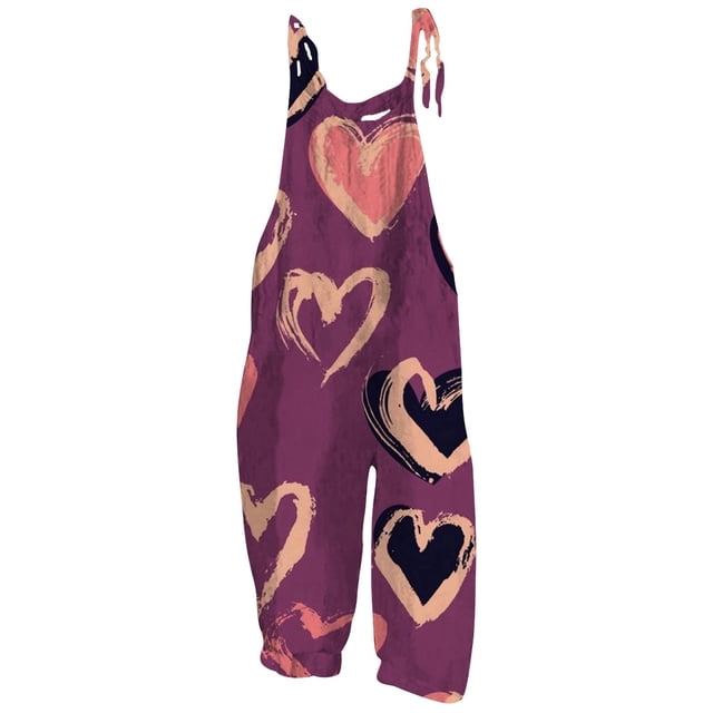 B91xZ Women's Plus Size Overalls Spring Summer Casual Loose Bib Overalls Pants Rompers Jumpsuits,Purple M
