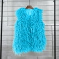 thumbnail image 5 of larppty Women's Sleeveless Faux Fur Open Front Vest Warm Cardigan Coat Soft Waistcoat Jacket Outwear (Sky Blue, S), 5 of 5