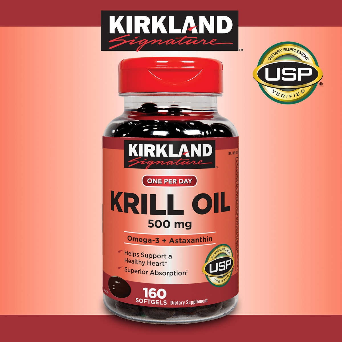 Signature Krill Oil 500 mg., 160 Softgels