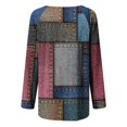 thumbnail image 5 of Long Sleeve Shirts for Women Dressy Casual Crew Neck Hem Flowy Tops Color Block Geometry Printed Oversized Loose Tunic Shirts Graphic Tees for Spring Fall #B06-Orange S, 5 of 5