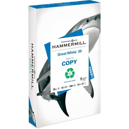 Hammermill Great White Recycled Copy Paper, White, 500 / Ream (Quantity)