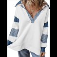 thumbnail image 2 of Sudadera de Mujer de Gran Tamaño con Cuello de Patchwork y Rayas de Colores Contrastantes, Estilo Informal. XXL, 2 of 7
