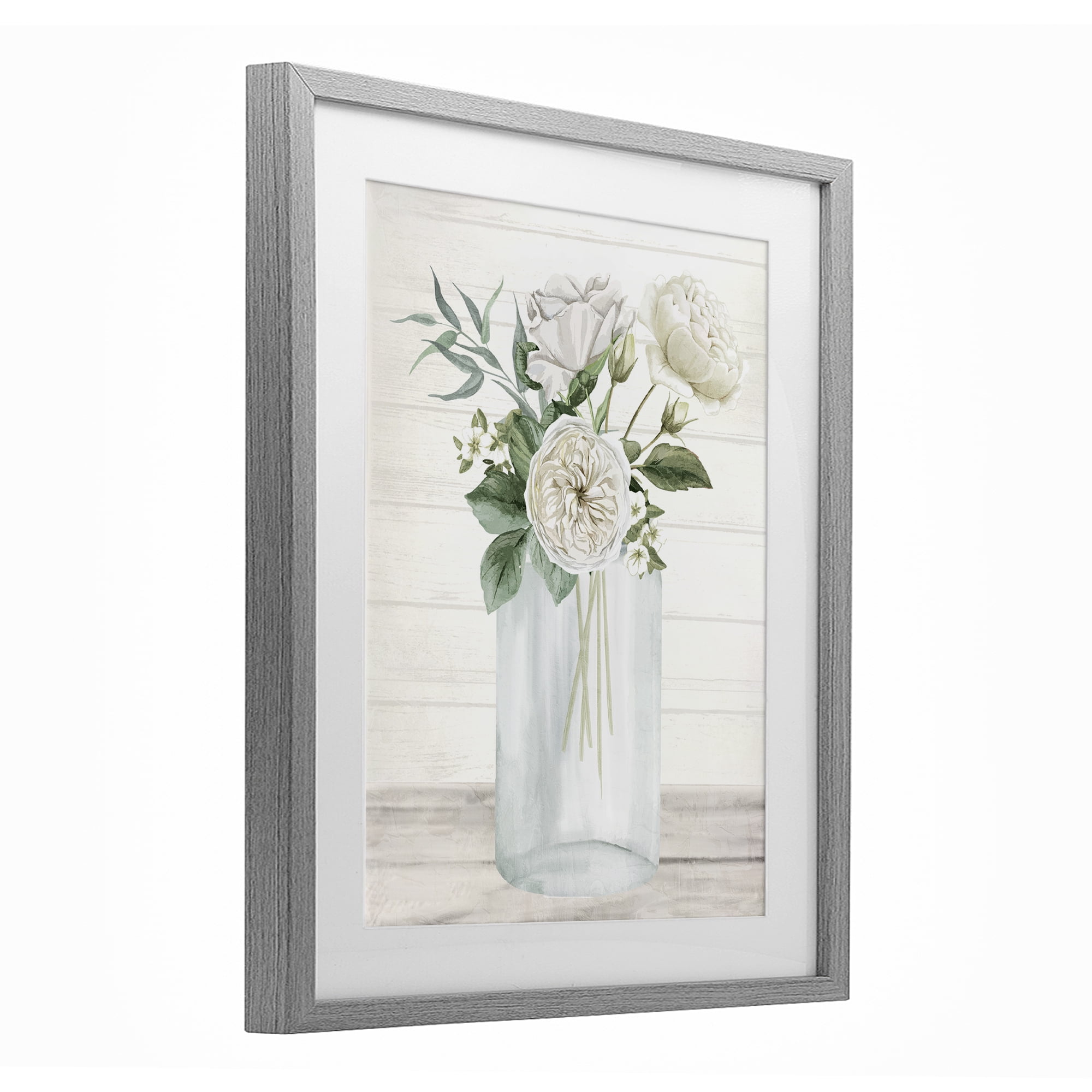 Stupell Industries Patience Flower Vase Gray Framed Print Under Glass, design by Kim Allen