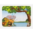 thumbnail image 1 of Kids Bath Mat, Various Cartoon Style Animals Together by River Bank Tree Bird Cute Funny Wildlife, Non-Slip Plush Mat Bathroom Kitchen Laundry Room Decor, 29.5 X 17.5 Inches, Multicolor, Ambesonne, 1 of 2