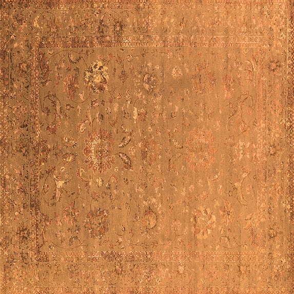 Ahgly Company Indoor Square Oriental Orange Industrial Area Rugs, 3' Square