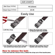 Sendefn Mens Leather Belt Automatic Ratchet Buckle Slide Belt for Dress Casual Trim to Fit with Gift Box