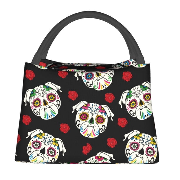 Fotbe PUG Bolsa Térmica Portátil con Estampado, Bolsa de Entrega de Alimentos Aislada, Bolsa Reutilizable de Gran Capacidad para Comidas y Supermercado