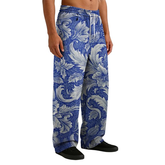 Zimjoy Mens Pants Baggy Lightweight Elastic Waisted Jogger Pants Athletic Running Workout Gym Joggers, Blue L