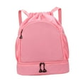 thumbnail image 3 of Mochila deportiva con cordón para exteriores, bolsa de separación de humedad y sequedad con compartimento para zapatos, bolsa de gimnasio para mujeres Rosa, 3 of 8