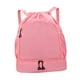 thumbnail image 3 of Mochila deportiva con cordón para exteriores, bolsa de separación de humedad y sequedad con compartimento para zapatos, bolsa de gimnasio para mujeres Rosa, 3 of 8