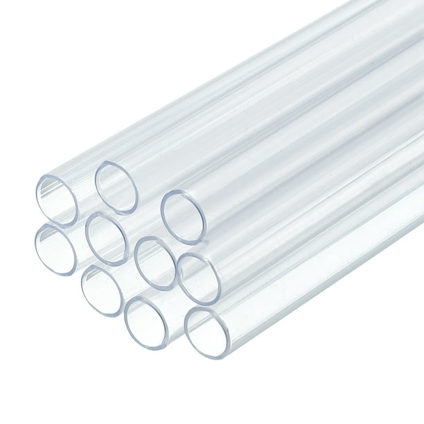 Uxcell Paquete de 10 Tubos Rígidos de Plástico Transparente 5mm ID x 6mm OD, Tubos Redondos de Policarbonato para Tubo de Agua de Acuario