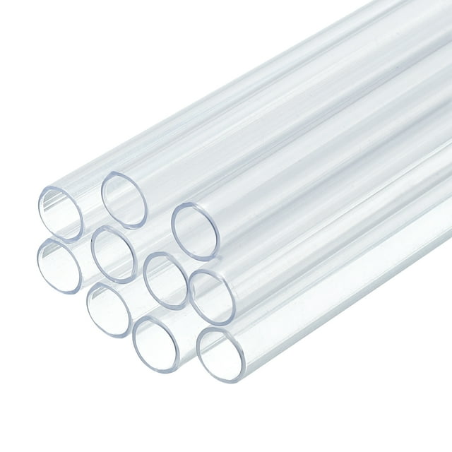 Uxcell Paquete de 10 Tubos Rígidos de Plástico Transparente 5mm ID x 6mm OD, Tubos Redondos de Policarbonato para Tubo de Agua de Acuario