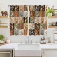 thumbnail image 2 of Floral Patchwork Kitchen Curtains Window Panels, Vintage Country Geometric Flower Insulated Window Treatment Curtain, Grommet Curtains for Bedroom/Living Room/Bathroom, 2 Piece 52"Wx63"L, 2 of 8