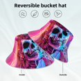 thumbnail image 2 of Xecao Neon Skull With Milkshake Print Men and Women Night Reflective Hat Runner Cap Visor Bucket Hat Boonie Cap, 2 of 6