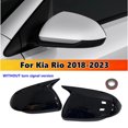 thumbnail image 4 of 2X Car Rearview Side Mirror Cover Wing Cap Exterior Door Housing Shell Trim ABS For Kia Rio 2018 2019 2020 2021 2022 2023 With Light Black, 4 of 6