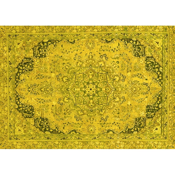 Ahgly Company Indoor Rectangle Abstract Yellow Modern Area Rugs, 2' x 5'