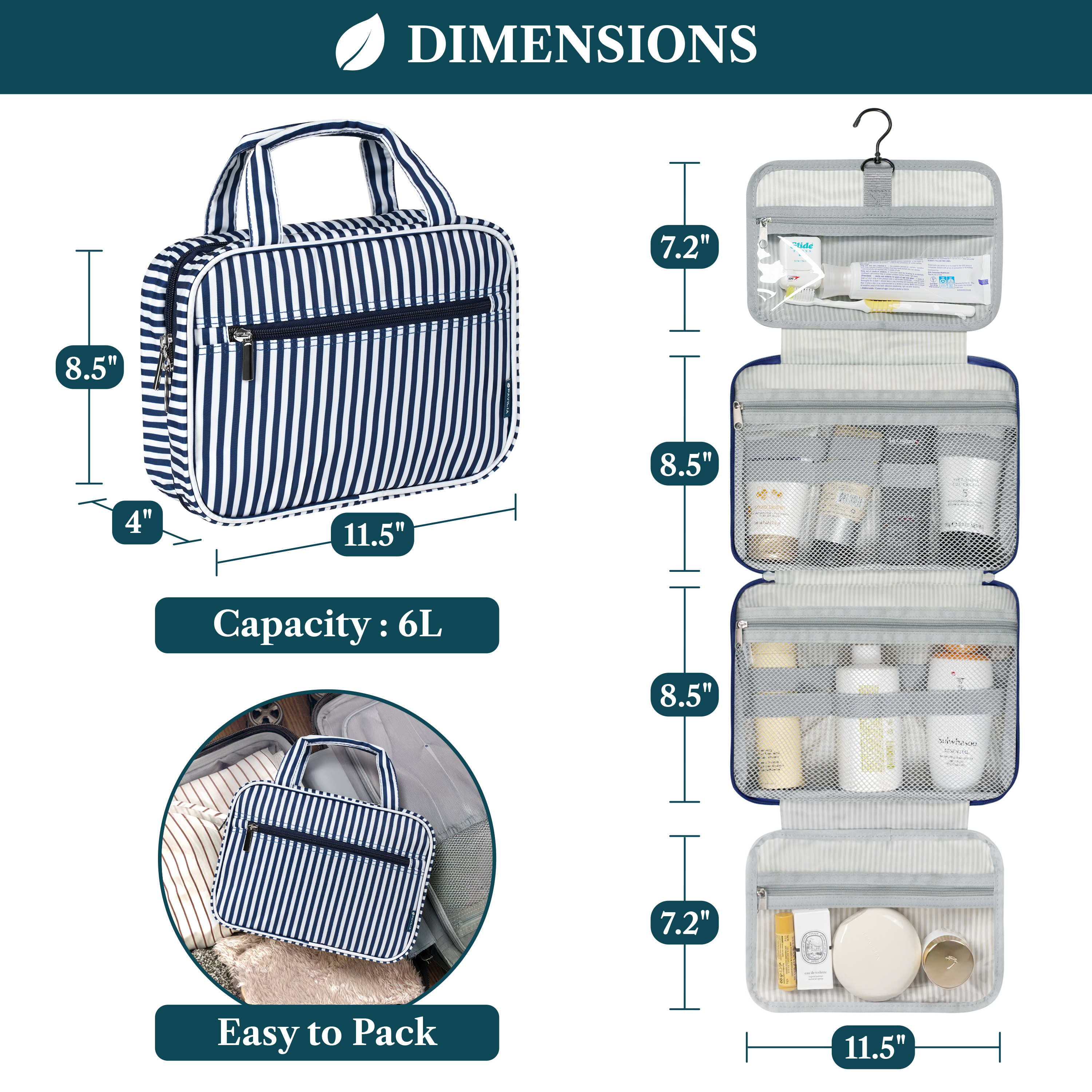 Pavilia Hanging Toiletry Bag with Foldable Design photo 2
