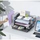 thumbnail image 3 of Organizador de escritorio con archivador y accesorios, unidad de almacenamiento de cuatro niveles para escritorio, organizador de material de oficina con cajones y dos portalápices（Morado）, 3 of 9