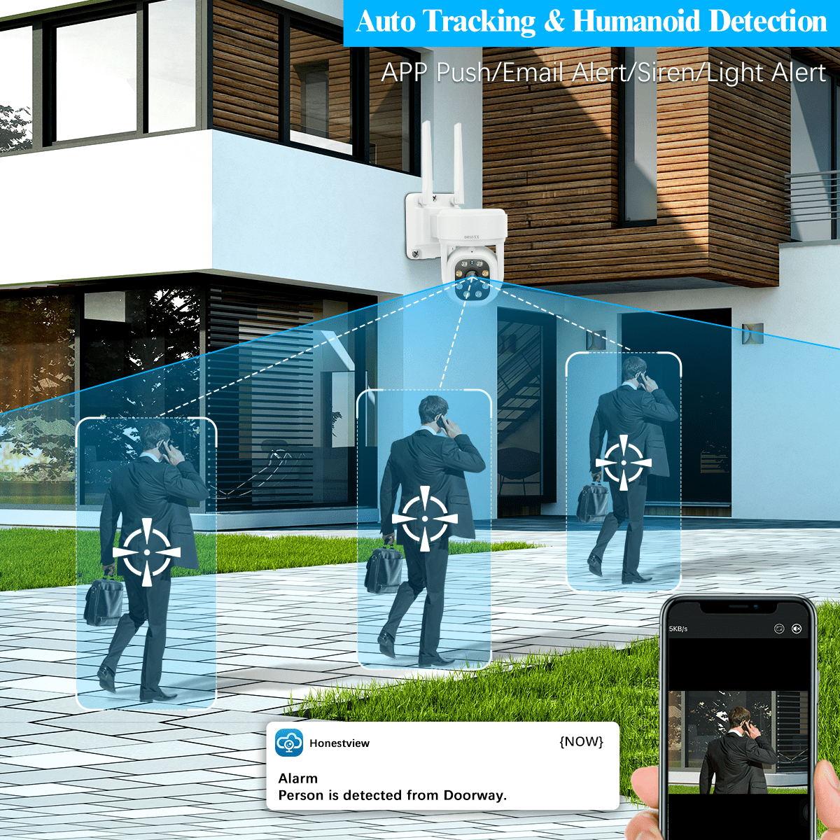 OOSSXX 5MP Outdoor Wireless PTZ Security Camera System, 10-Channel Security All-in-One Monitor, WIFI Cameras System