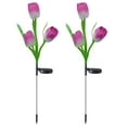 thumbnail image 2 of Solar Powered Tulip Flower Lights Garden Lights 4 Colors Waterproof LED Decoration Lamps Holiday Xmas 4th of July Decorations for Landscape Yard Patio Walkway, 4Pcs Purple, 2 of 8