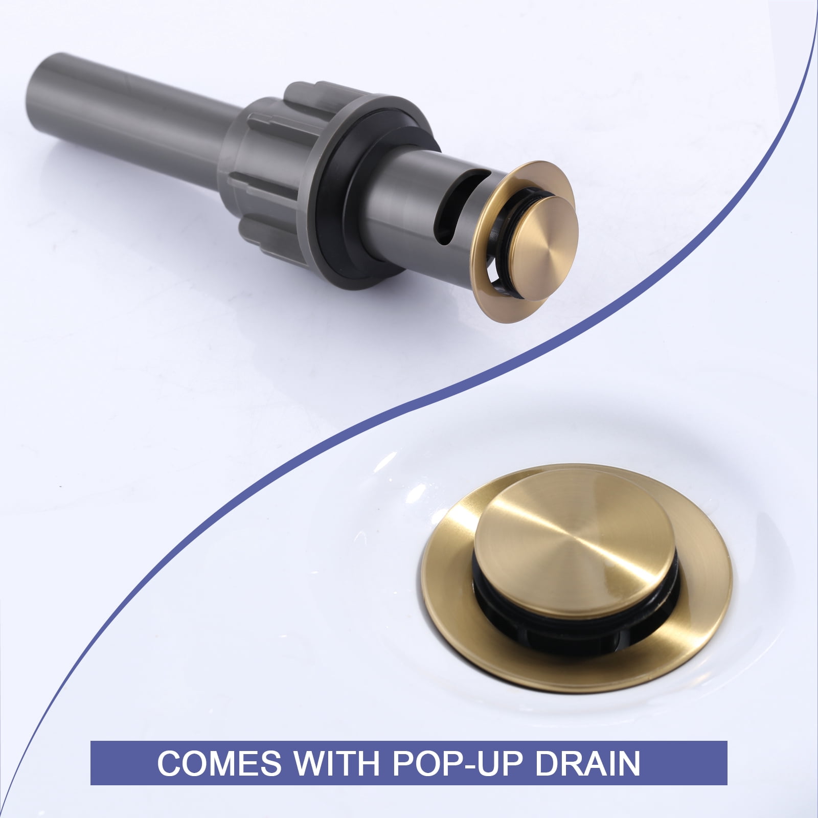 Brushed Gold Waterfall Bathroom Faucet: WOWOW 8 inch Widespread Bathroom Faucets for Sinks 3 Hole, Modern 2 Handles Bathroom Sink Faucet with Pop up Drain and cUPC Supply Lines