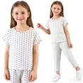 thumbnail image 2 of Virmaxy Polka Dot Ruffle Top and Cropped Pants Set Girls Summer Two Piece Outfit with Elastic Waist for Sweet Casual Style, for 3-10 Years, 2 of 9
