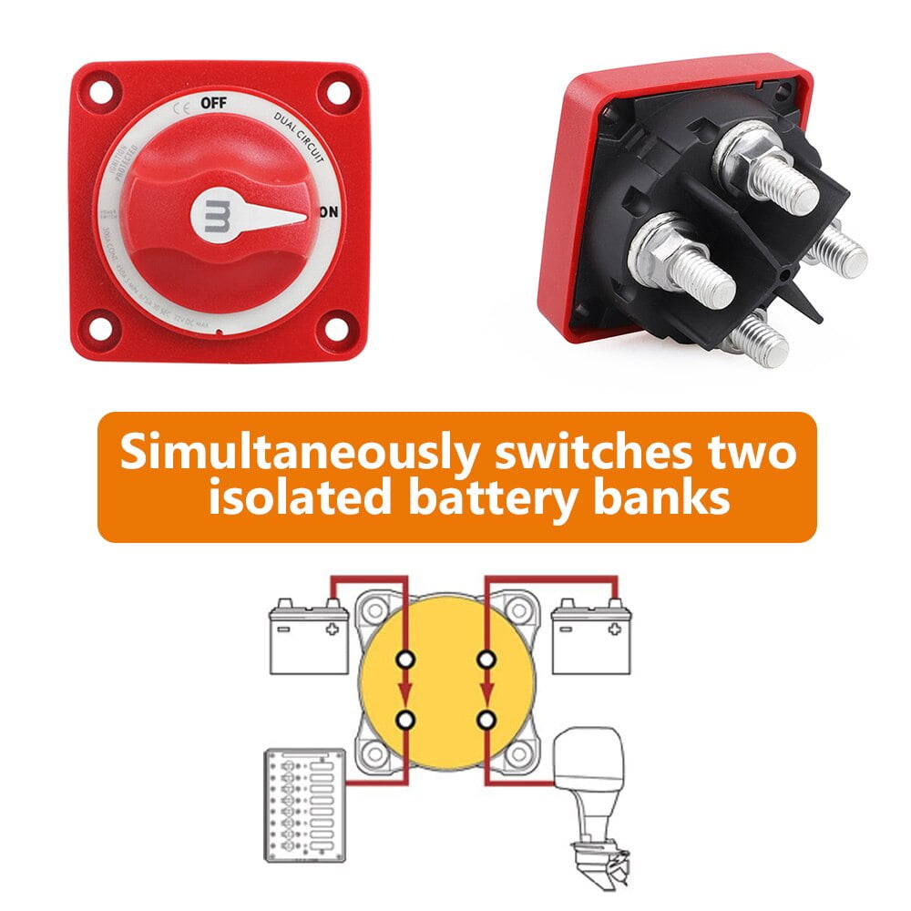 6010 M-Series DC 12-32V 300-450A Battery Switch Isolator Disconnect Rotary Dual Circuit Switch Marine Boat RV Caravan Yacht IP67