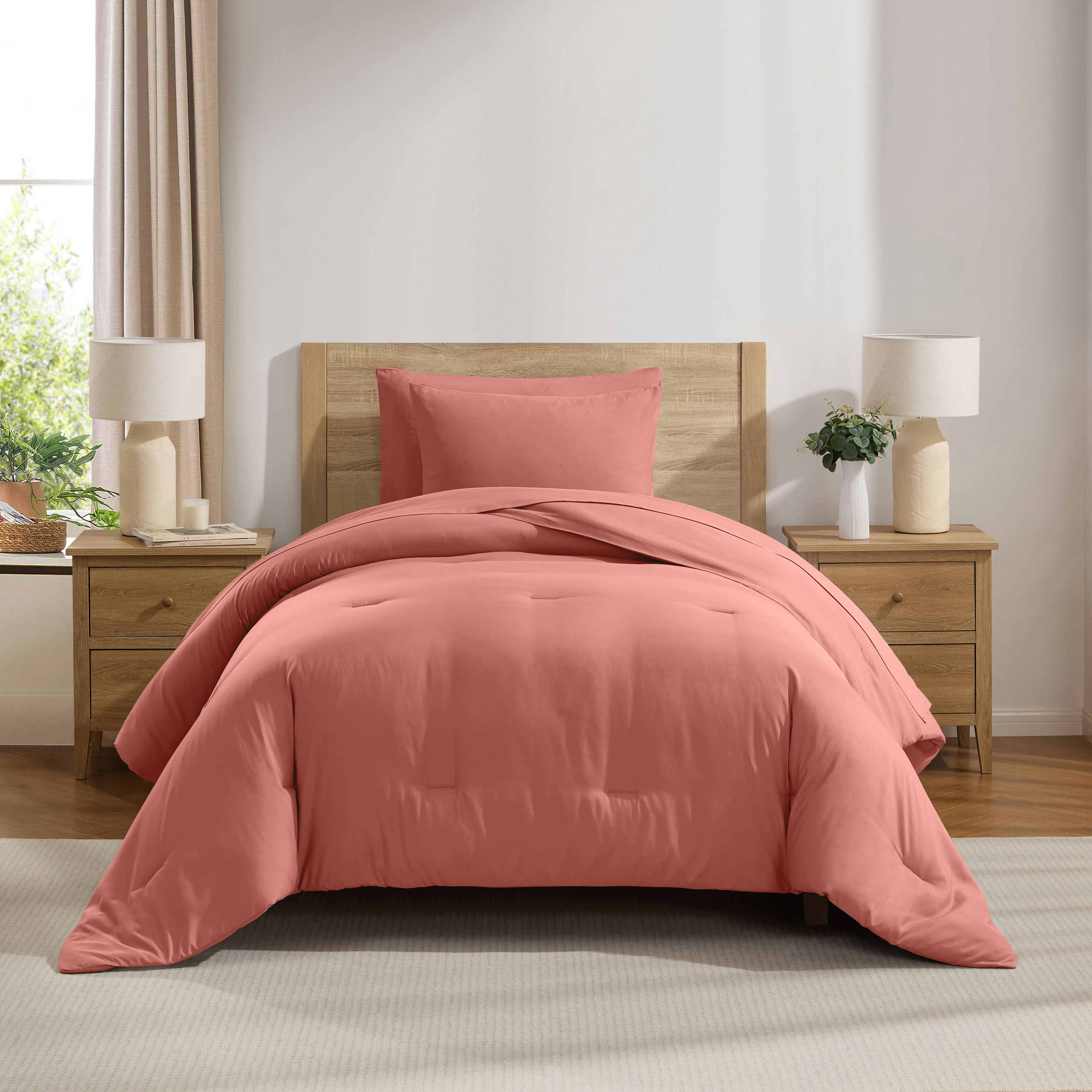 LammaLoe Twin XL Comforter Sets, 5 Piece Bed in a Bag, Ultra Soft Dorm Bedding Comforter Set with Sheets, All Season Bed Set, Terracotta