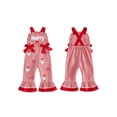 thumbnail image 2 of Loicainy Baby Toddler Girl Christmas Overalls 12 18 24 Months 2T 3T 4T 5T 6T Bell Bottoms Plaid Bows Sleeveless Jumpsuit, 2 of 9