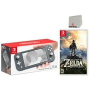 Nintendo Switch Lite 32GB Gray Edition and Legend of Zelda: Breath of the Wild Bundle - Japan Import with US Plug with Screen Cleaning Cloth