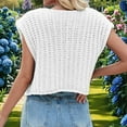 thumbnail image 4 of Women'S Sleeveless Cropped Knit Cardigan 2025 Casual Button Down Crochet Sweater Vest Tops with Pockets Cream White M, 4 of 8