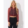 thumbnail image 4 of DARING DIVA Crop Bomber Casual Lightweight Zip Up Jackets M Burgundy, 4 of 6