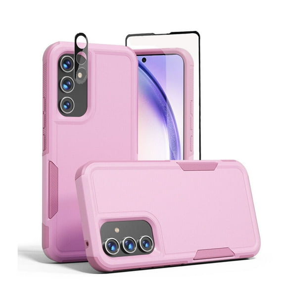 TASHHAR Samsung Galaxy A54 5G Case with Screen and Lens Protector Military Grade Double Layer Drop Resistant Durable for Galaxy A54 5G Phone - Pink